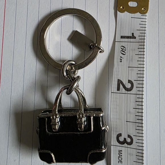 Coach Black and Silver Bag Charm Keychain Vintage Rare Mini Coach Bag - Picture 3 of 4